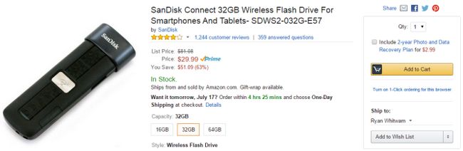 16/07/2015 12_58_44-Amazon.com_ SanDisk 32 Go Connect Wireless Flash Drive pour les smartphones et tablette